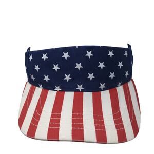 USA Stars & Stripes Sun Visor Hat Multicolor One Size Adjustable Patriotic Ha